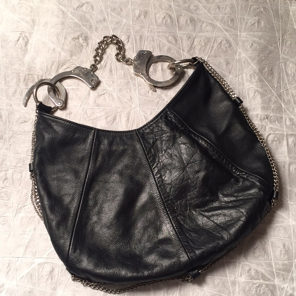 Cuffz by Linz Black Leather Chain Handcuff Bag